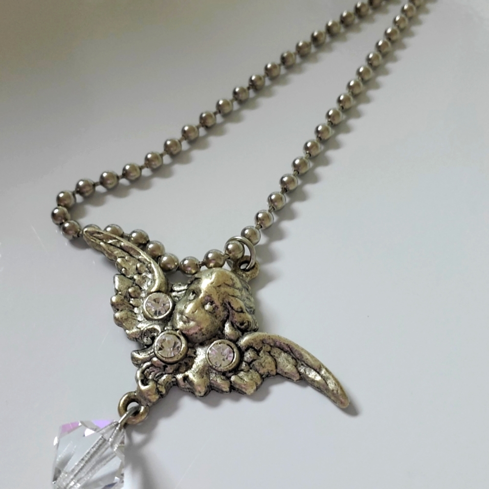 Silvertone angel pendant